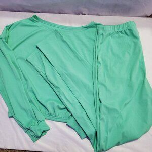 Women 2-piece Lounge Casual Long Sleeve Top Leggings Set Mint XL NEW